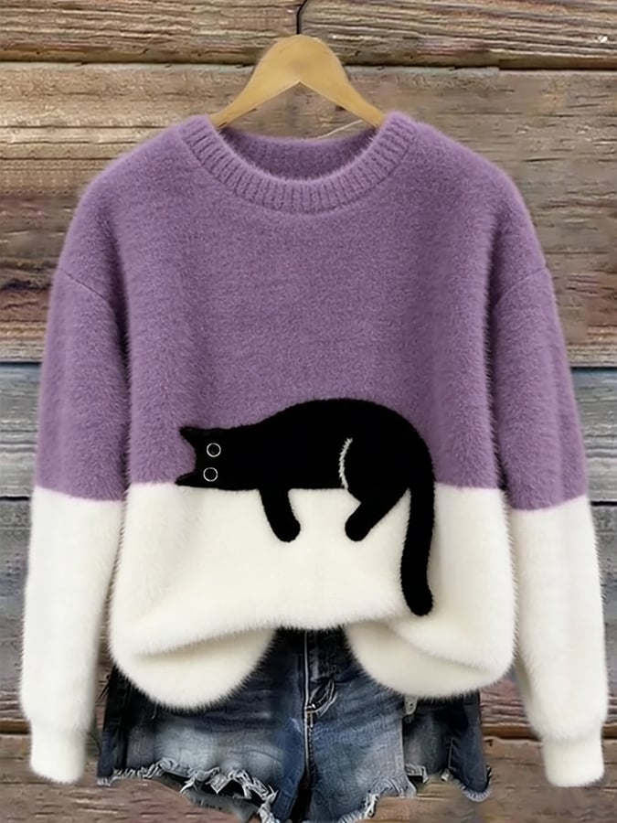 Aileen™ | Elegancki sweter oversize z nadrukiem kota