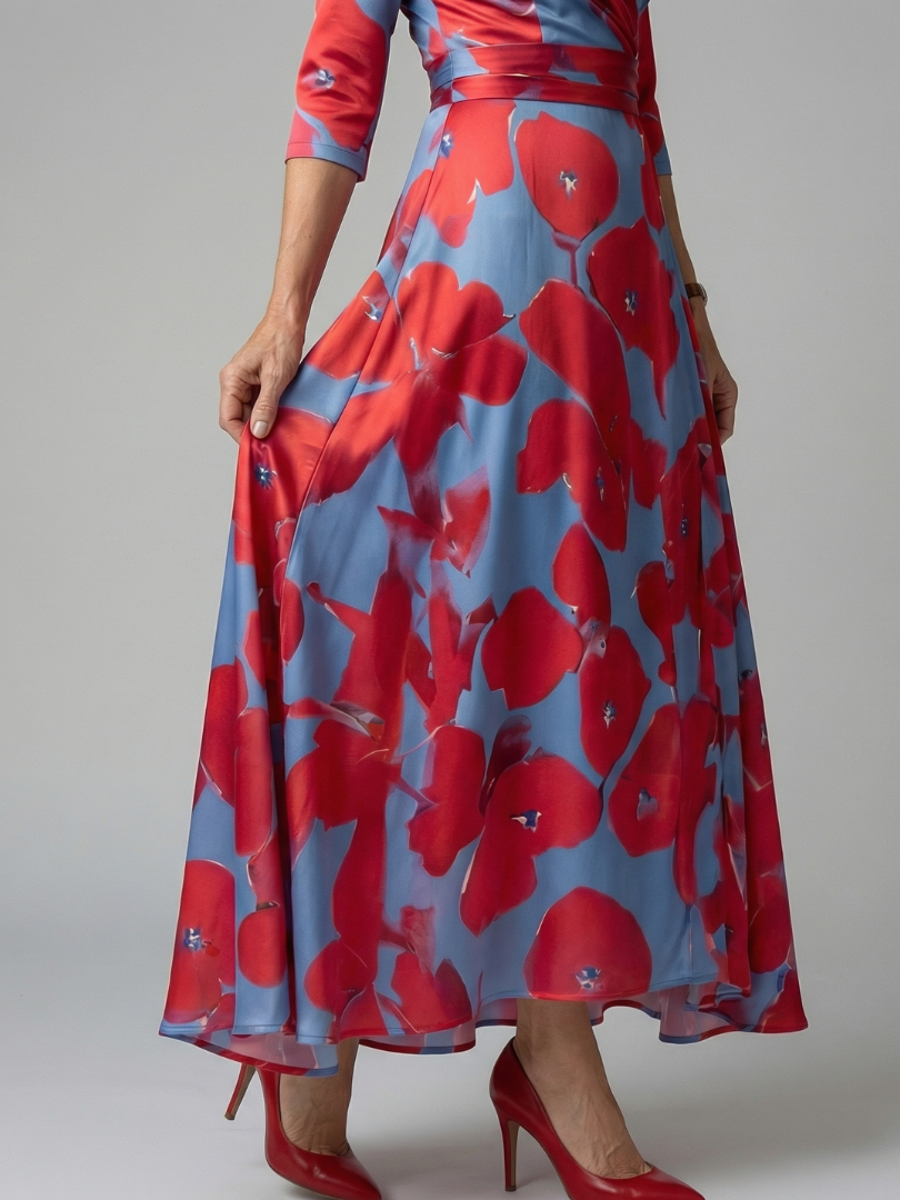 Morwenna | Kopertowa sukienka maxi w kwiaty