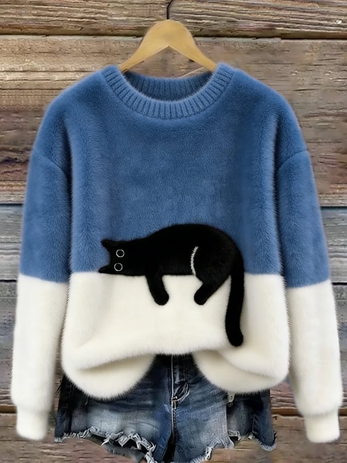 Aileen™ | Elegancki sweter oversize z nadrukiem kota