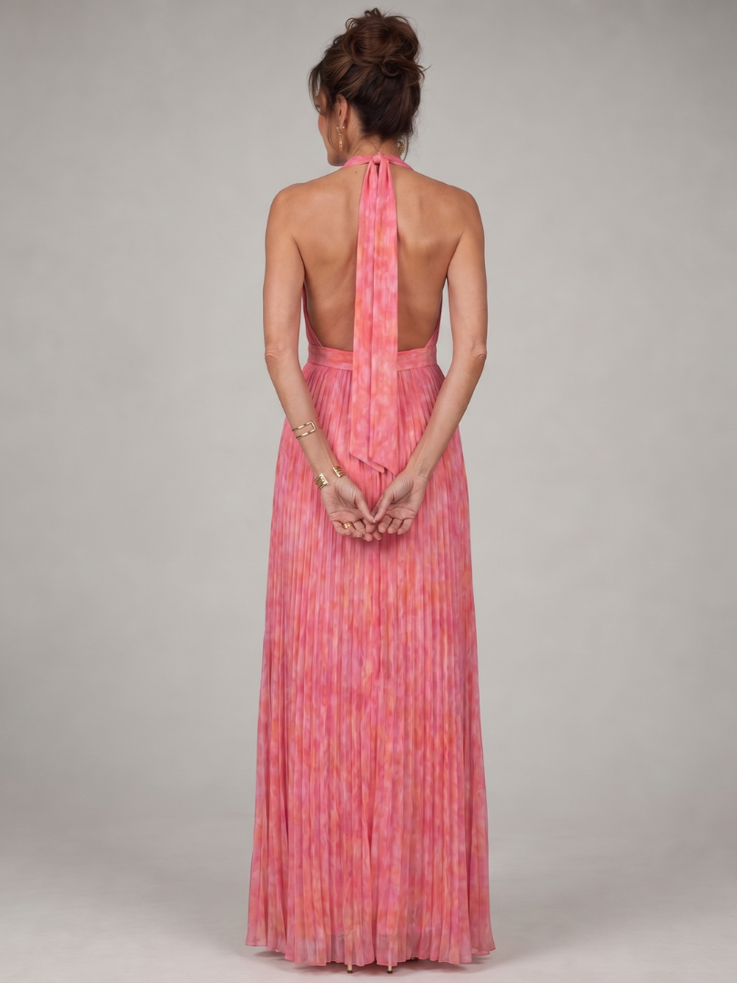 Rosalie | Plisowana sukienka maxi z dekoltem halter