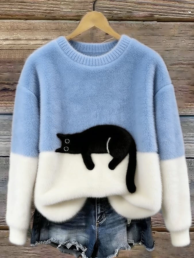 Aileen™ | Elegancki sweter oversize z nadrukiem kota