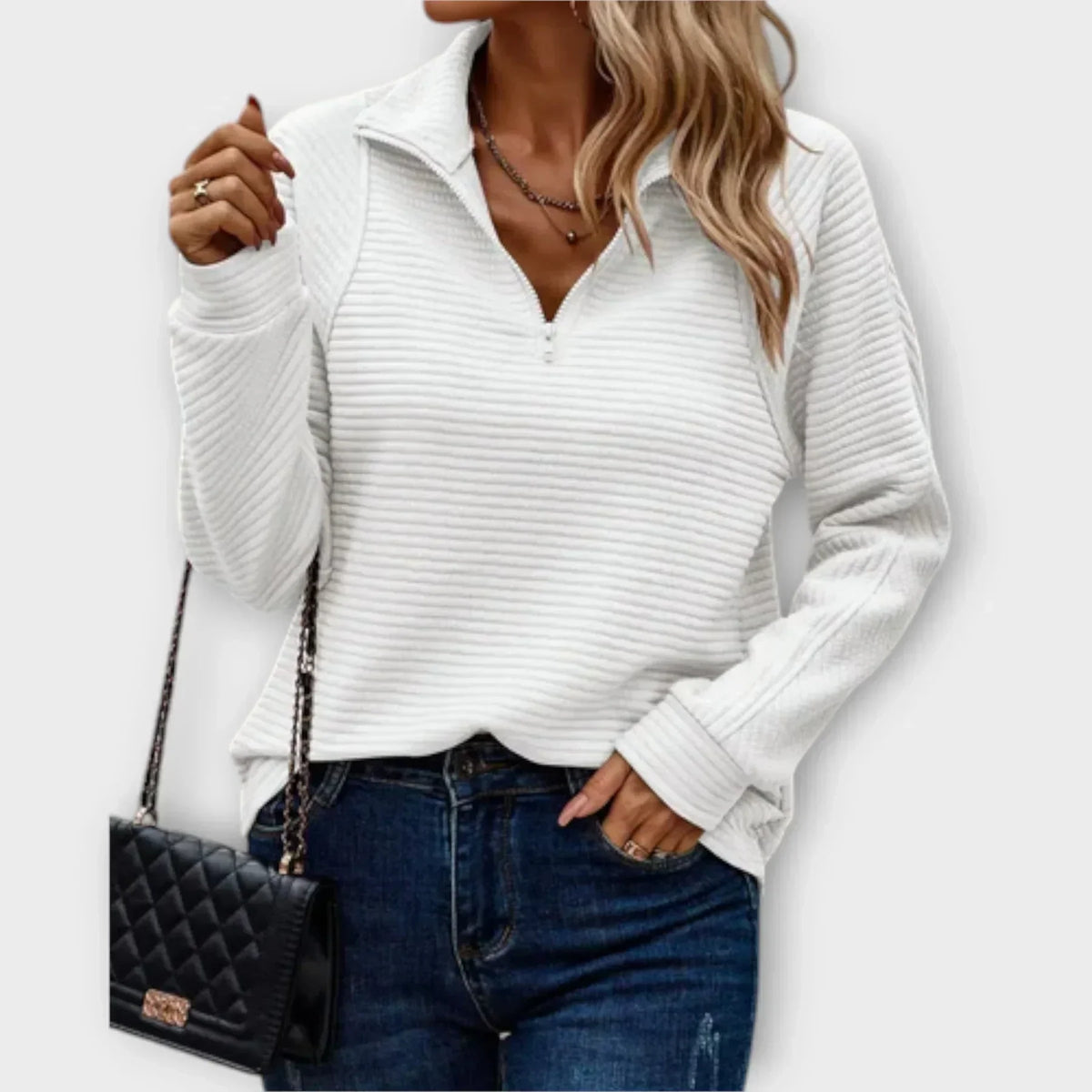 Dalia™ | Sweter z zamkiem do połowy