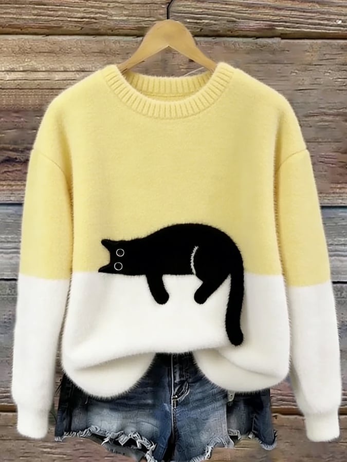 Aileen™ | Elegancki sweter oversize z nadrukiem kota