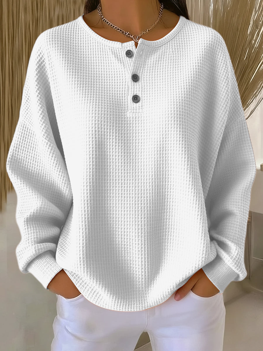 Milagros | Bluza henley o strukturze waflowej