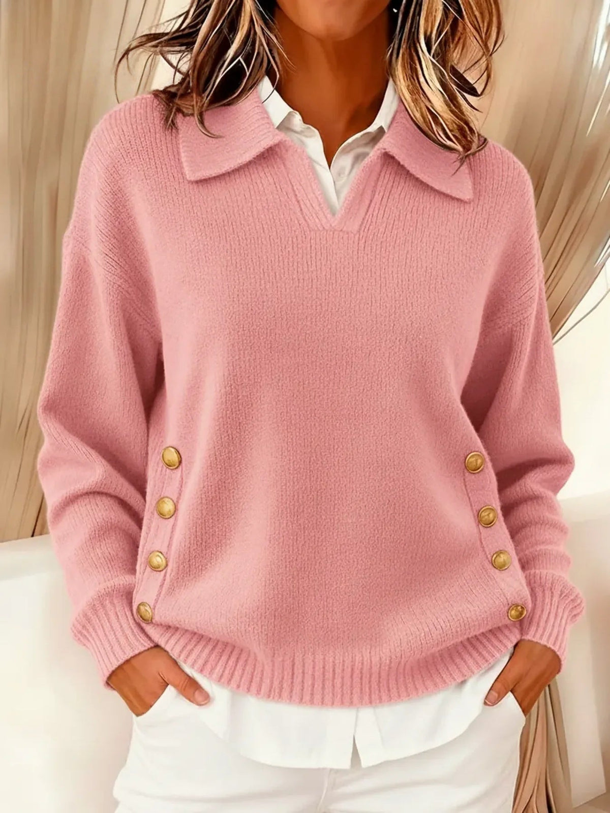 Vicenta | Sweter polo z guzikami