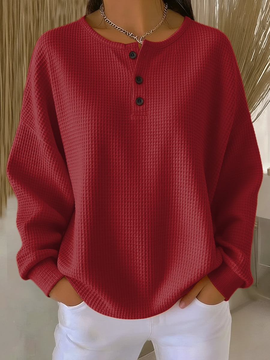 Milagros | Bluza henley o strukturze waflowej