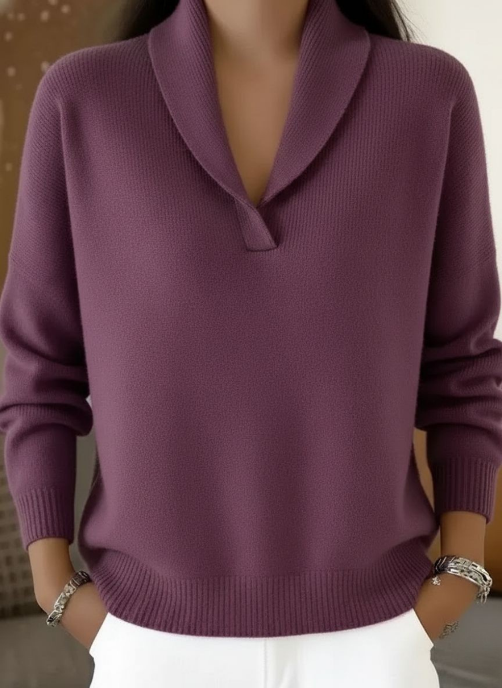 Encarna | Sweter z dekoltem w serek