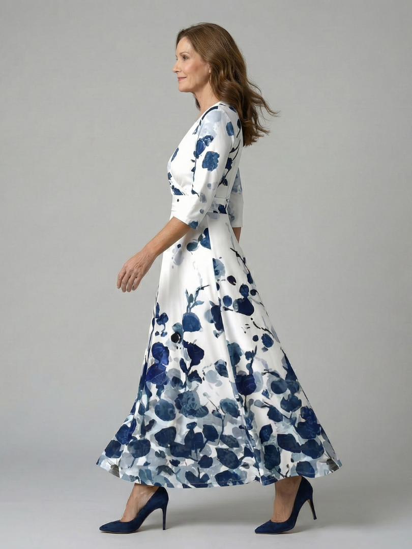 Morwenna | Kopertowa sukienka maxi w kwiaty