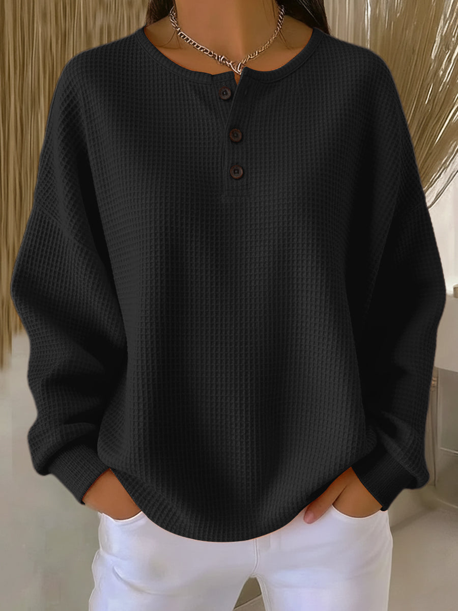 Milagros | Bluza henley o strukturze waflowej