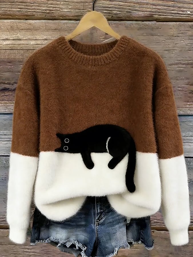 Aileen™ | Elegancki sweter oversize z nadrukiem kota