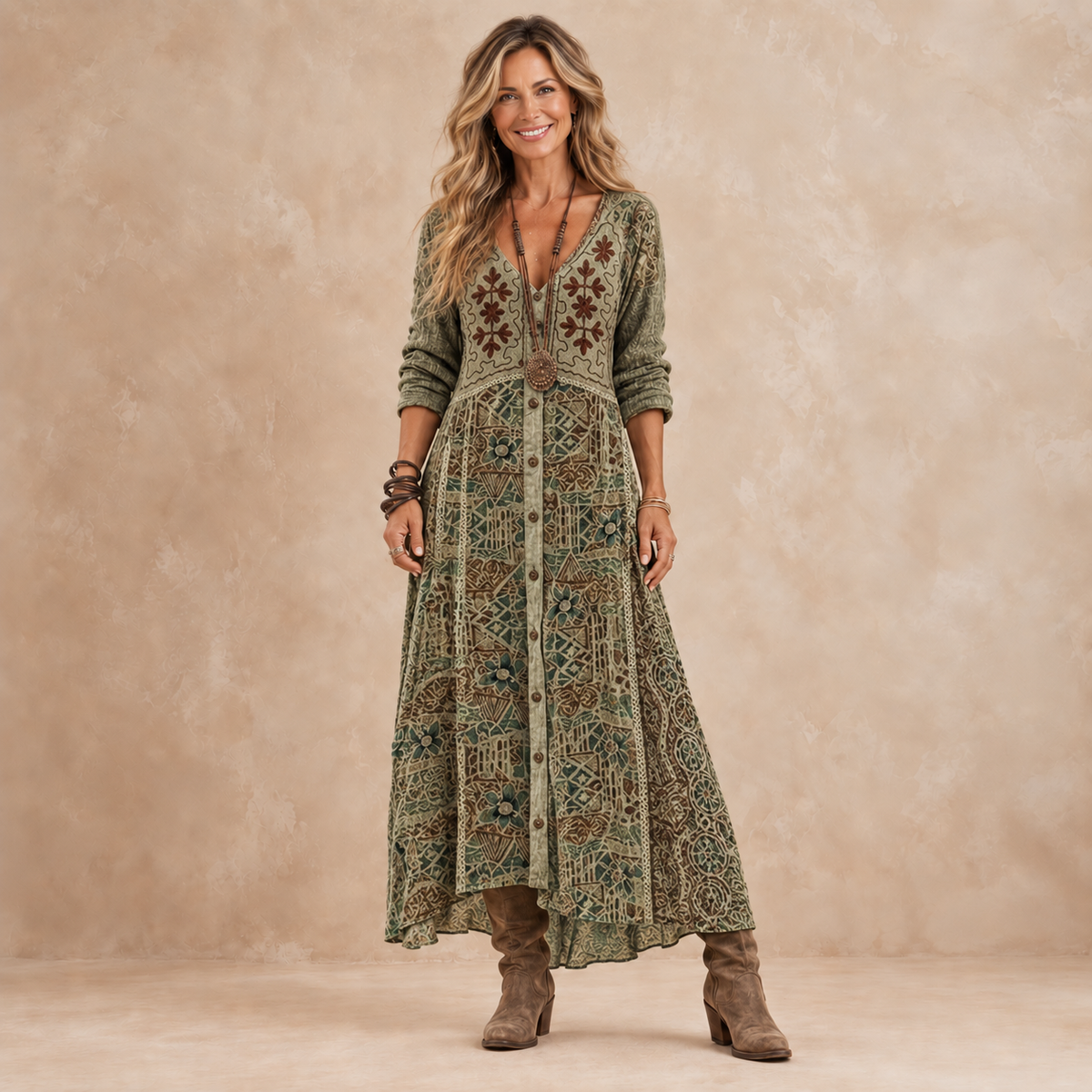 Maribel – Sukienka maxi w botaniczny wzór