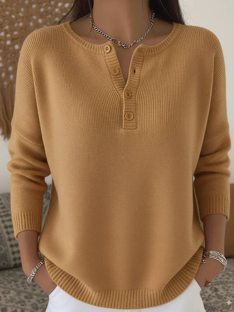 Helena | Dzianinowy sweter z zapięciem henley