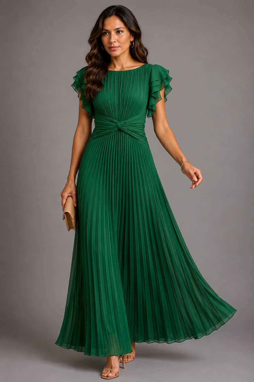 Sélène | Efektowna plisowana sukienka maxi