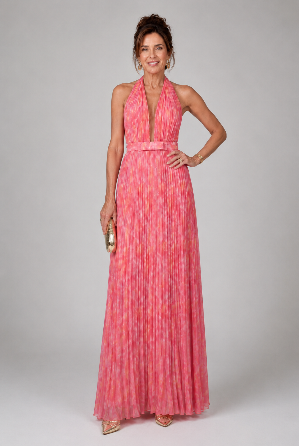 Rosalie | Plisowana sukienka maxi z dekoltem halter