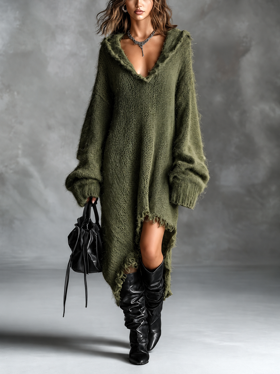Ludovica | Sukienka dzianinowa oversize z kapturem