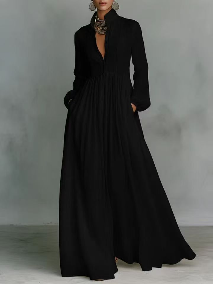 Léonie | Minimalistyczna sukienka maxi ze stójką