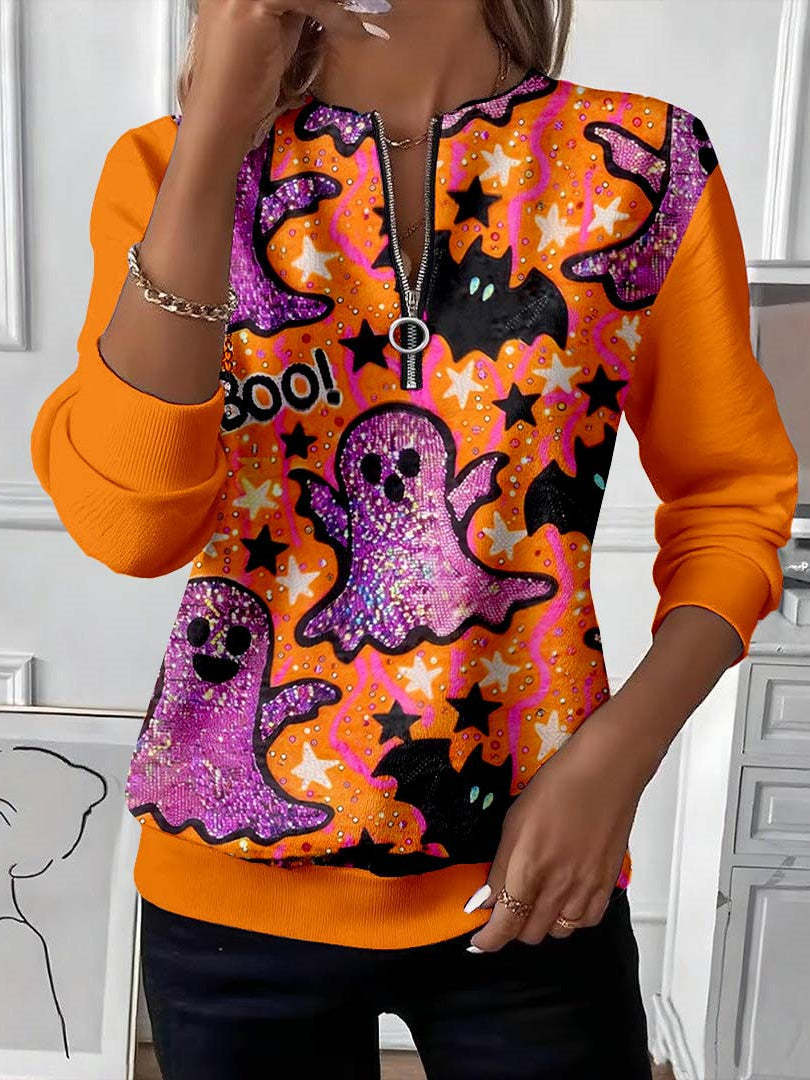 Liva – Bluza na Halloween z zamkiem i błyszczącymi duchami