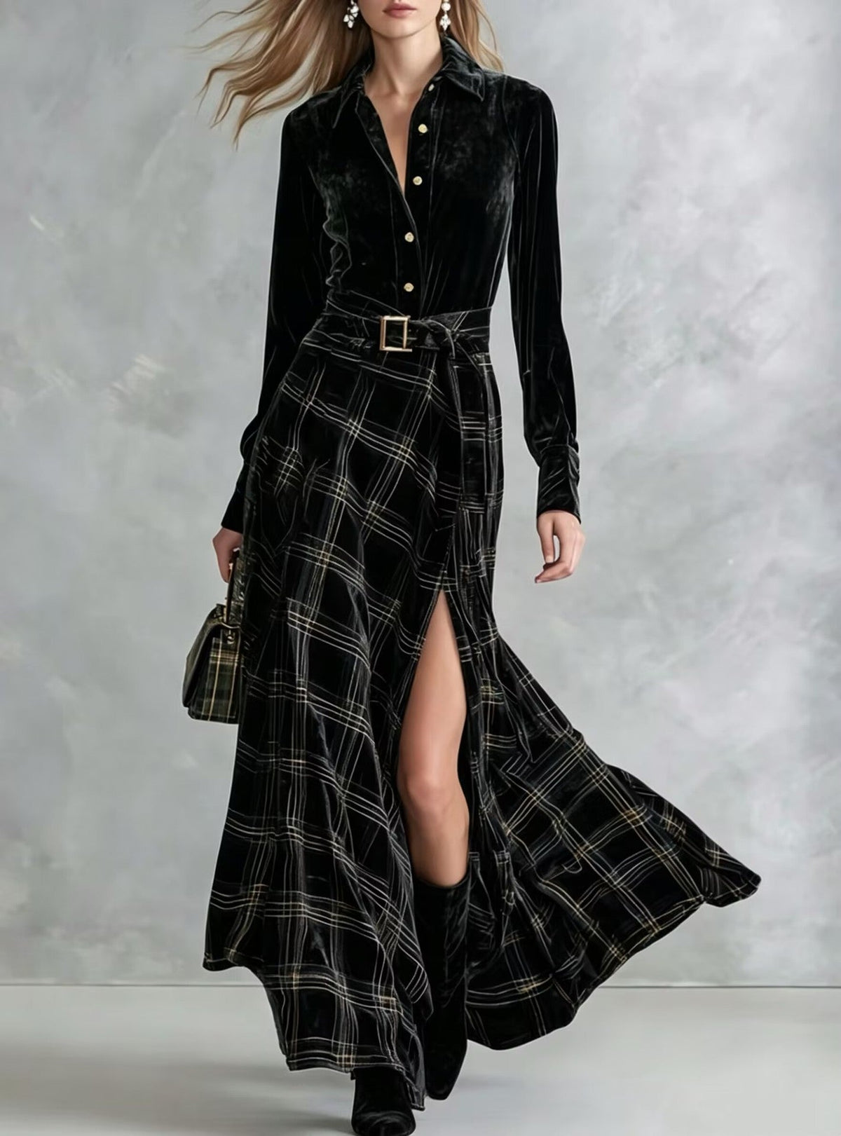 Lisa – Sukienka maxi w kratę