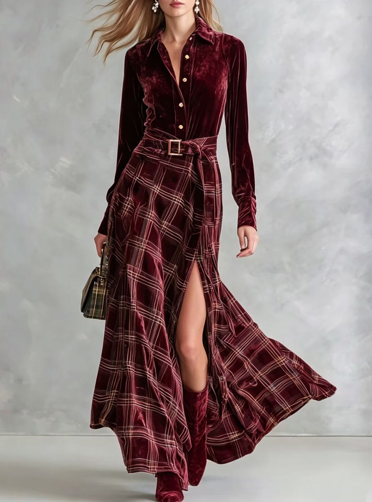Lisa – Sukienka maxi w kratę