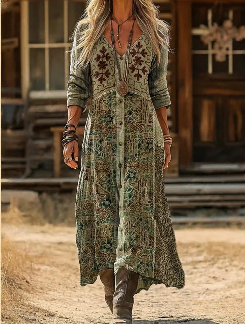 Maribel – Sukienka maxi w botaniczny wzór