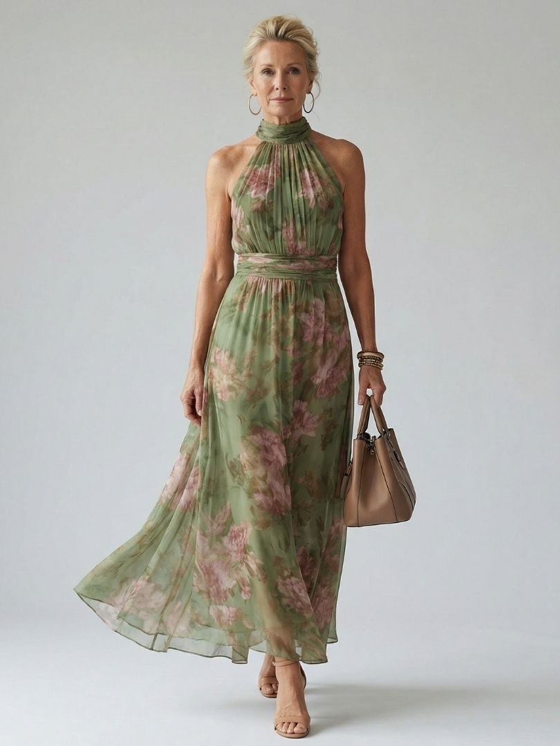 Charlotte-Rose | Sukienka midi halter w kwiaty