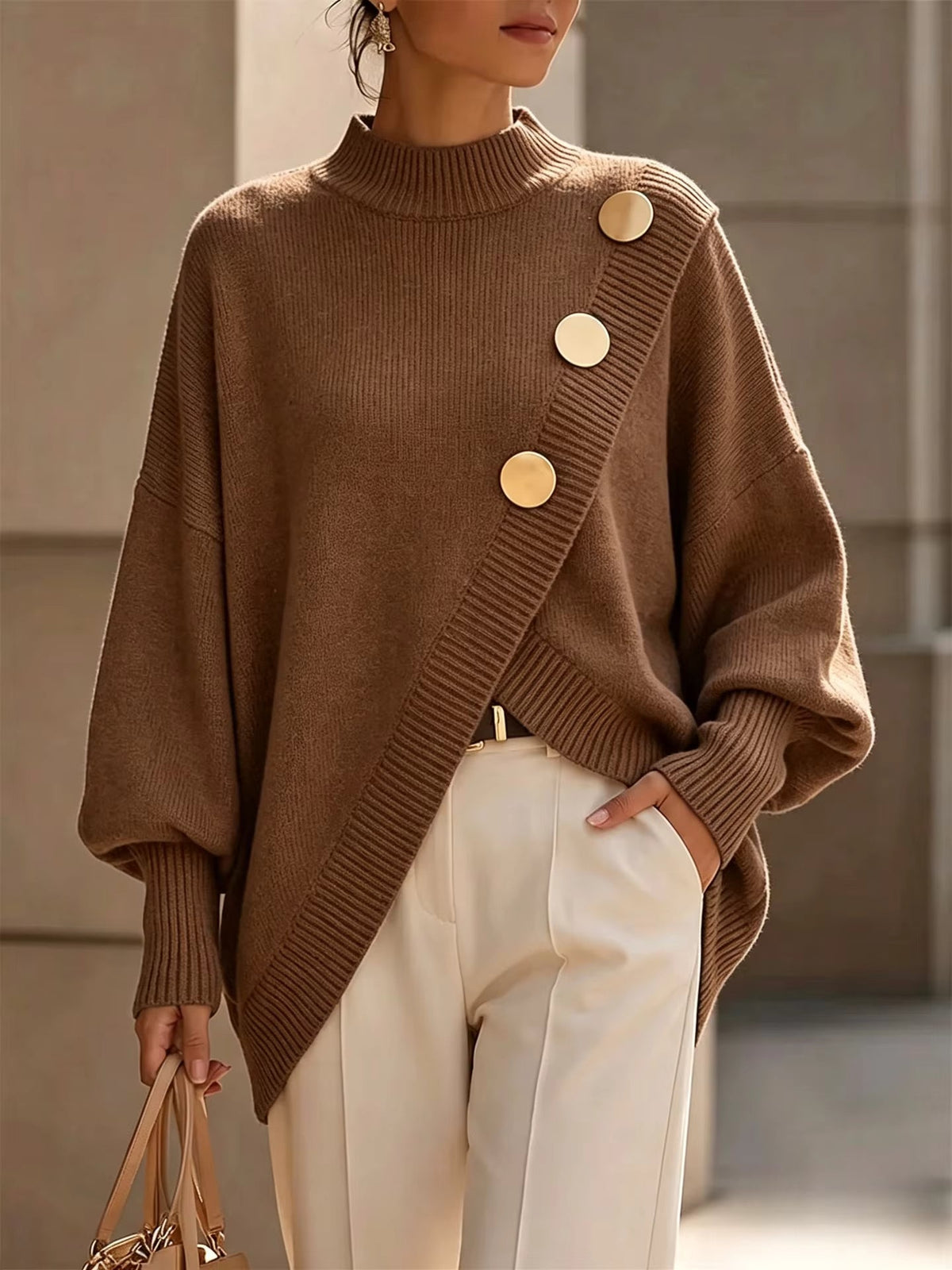 Amelia | Sweter z ozdobnymi guzikami
