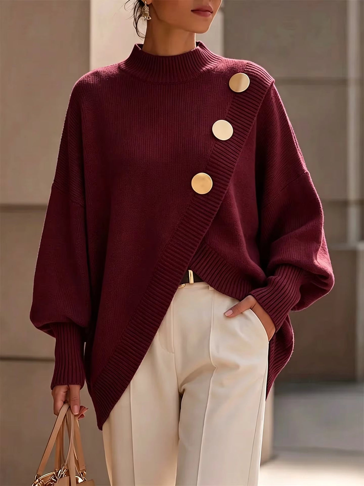 Amelia | Sweter z ozdobnymi guzikami