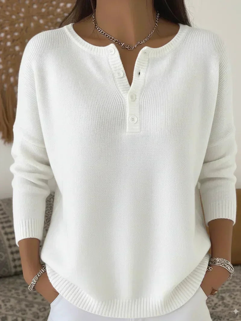 Helena | Dzianinowy sweter z zapięciem henley