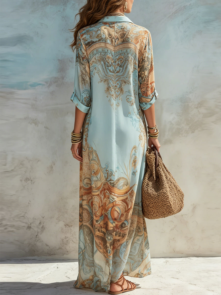 Seren | Sukienka maxi boho z wzorem paisley
