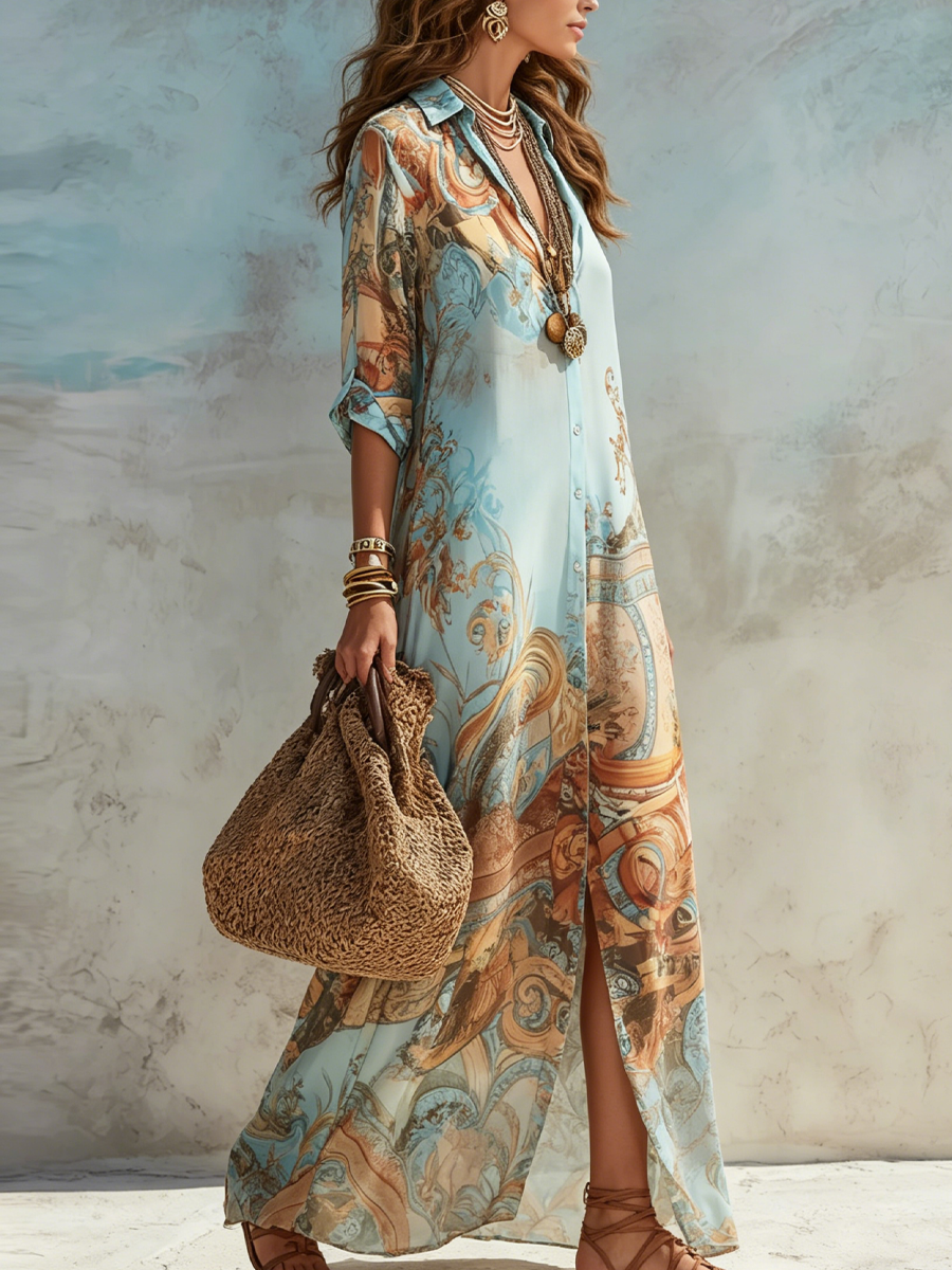 Seren | Sukienka maxi boho z wzorem paisley