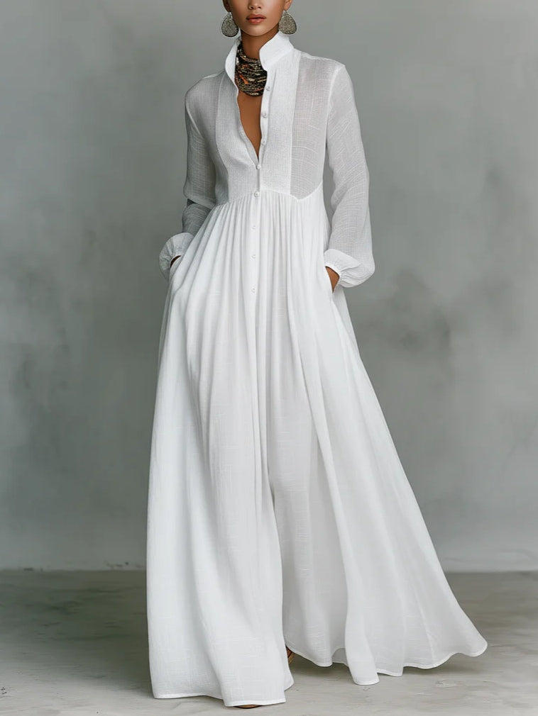 Léonie | Minimalistyczna sukienka maxi ze stójką