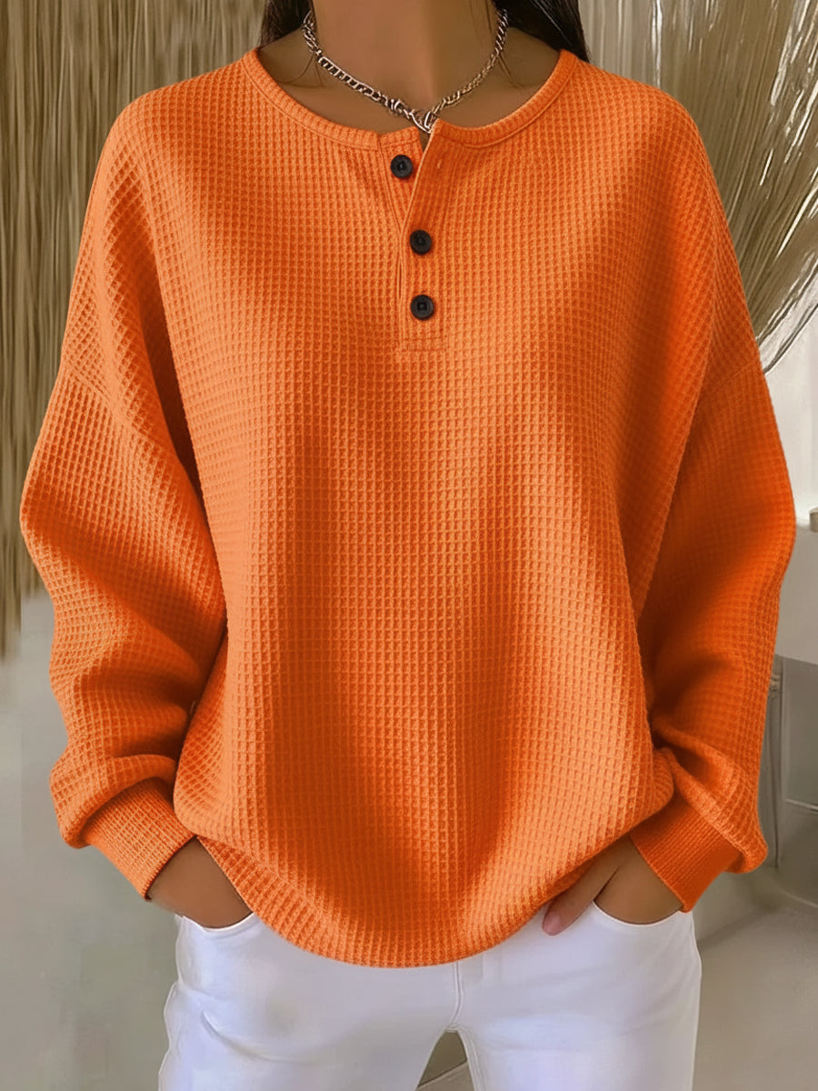 Milagros | Bluza henley o strukturze waflowej