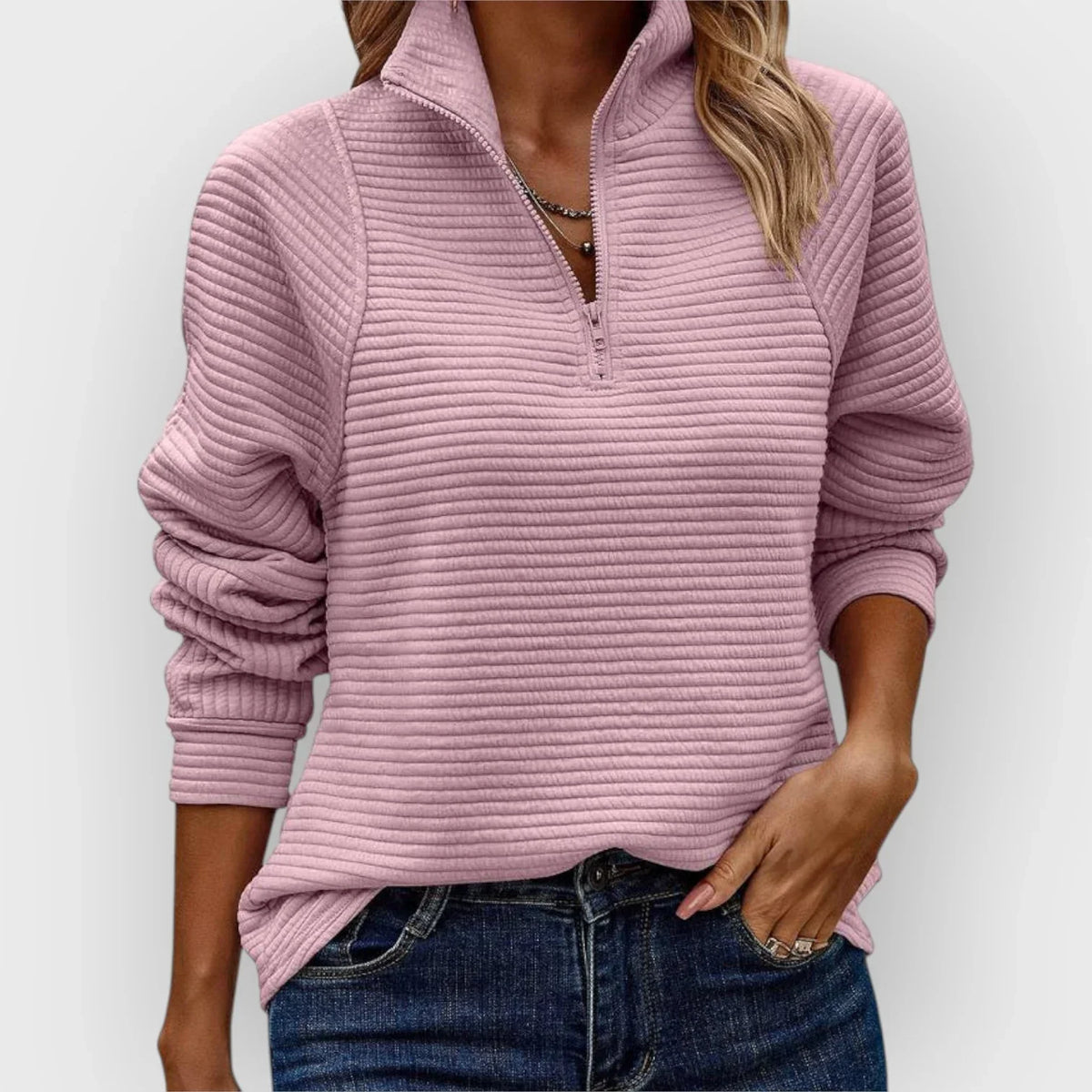 Dalia™ | Sweter z zamkiem do połowy