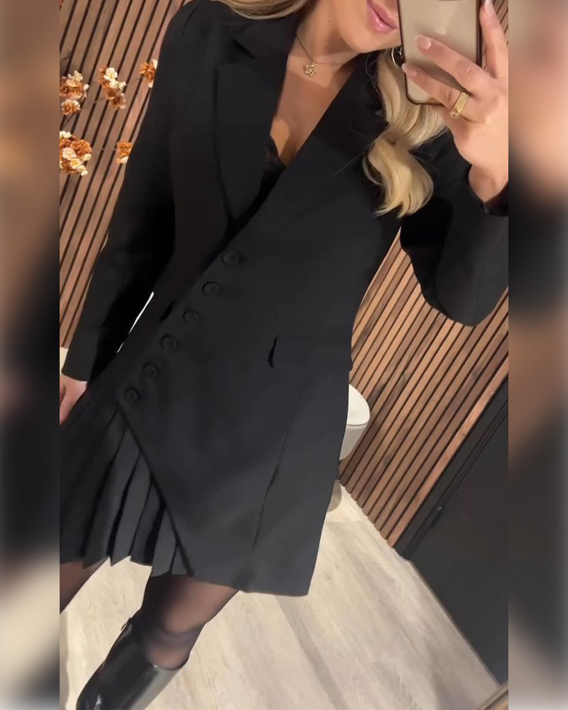 Ingrid – Jednolita sukienka z kołnierzem z klapami