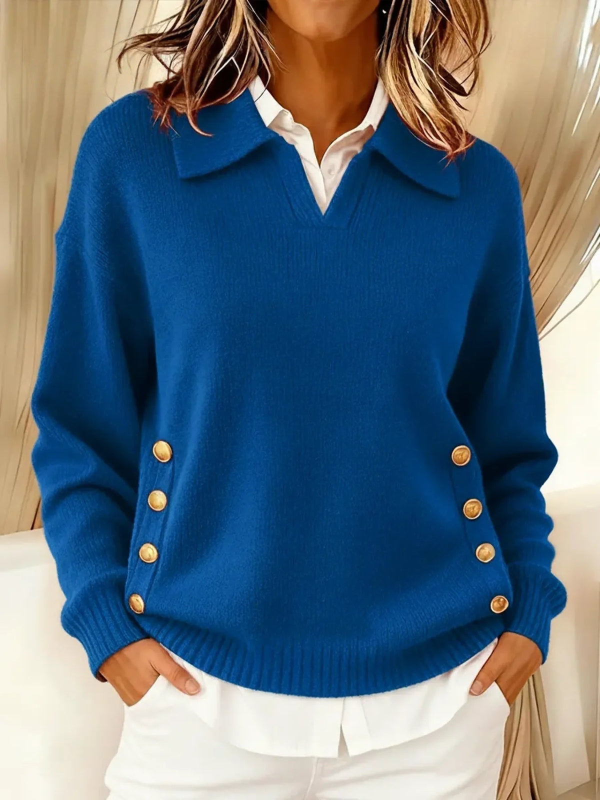 Vicenta | Sweter polo z guzikami