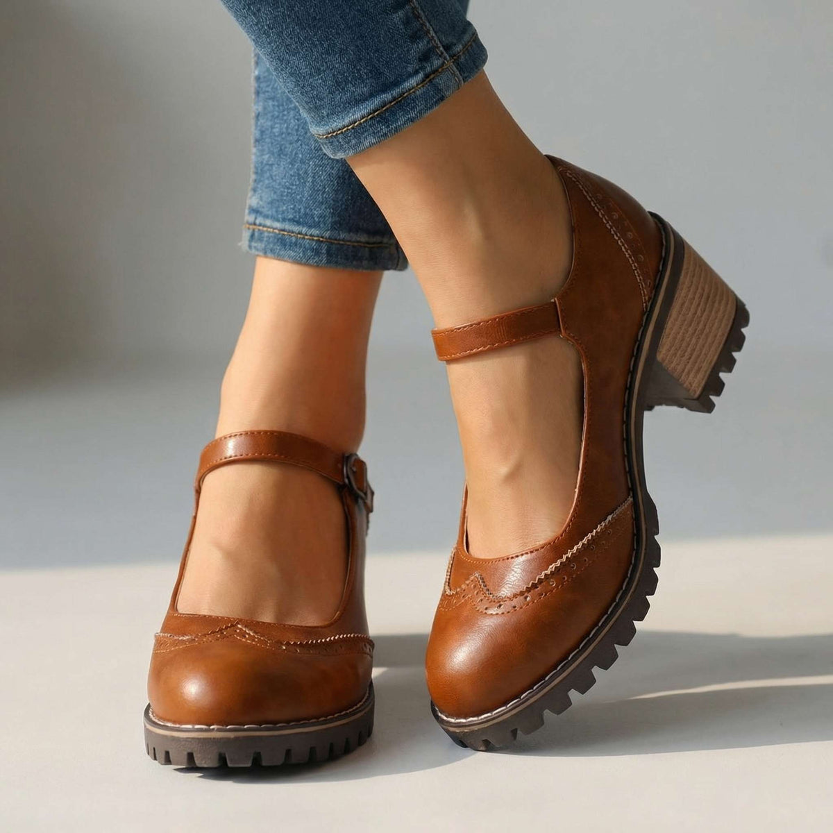 Karoline | Eleganckie buty z paskiem w kształcie litery T