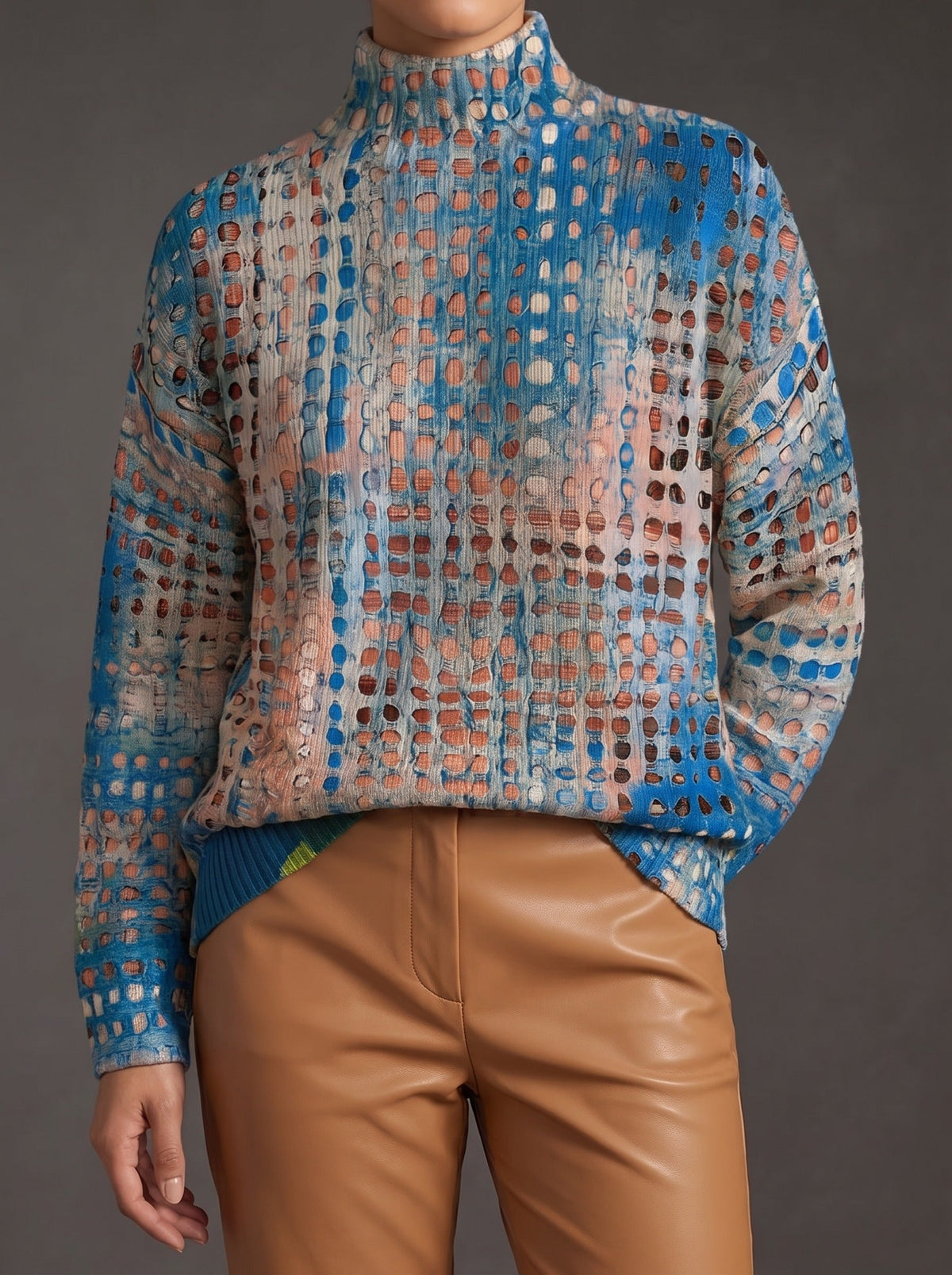 Havilah™ | Sweter z golfem w indygo kratę