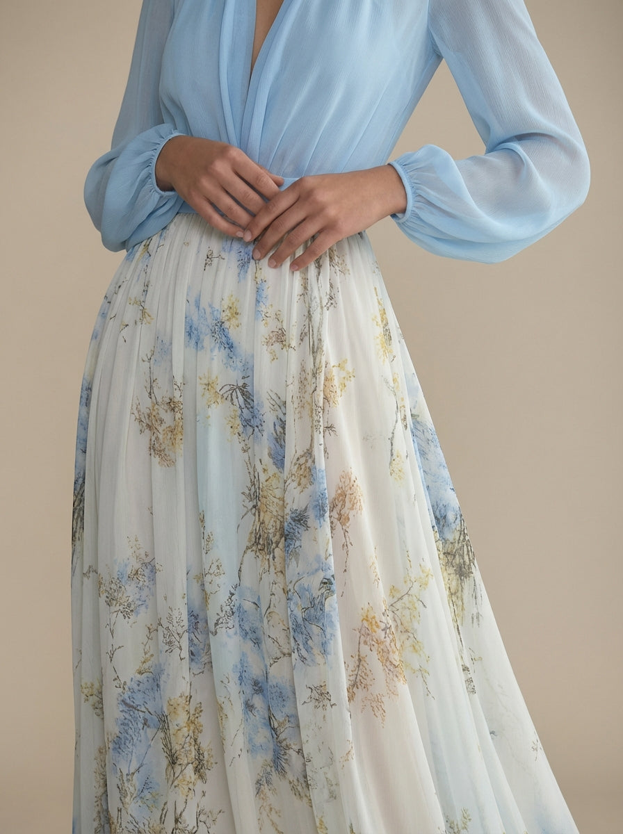 Cecelia | Szyfonowa sukienka maxi w kwiaty