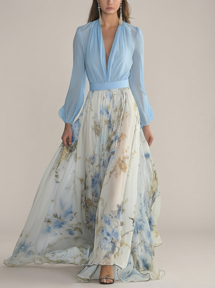 Cecelia | Szyfonowa sukienka maxi w kwiaty