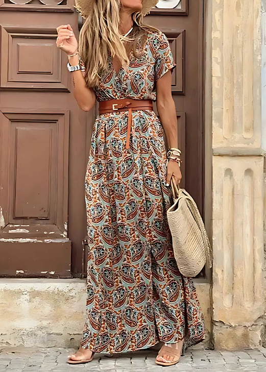 Edwina | Sukienka maxi w kwiaty z paskiem