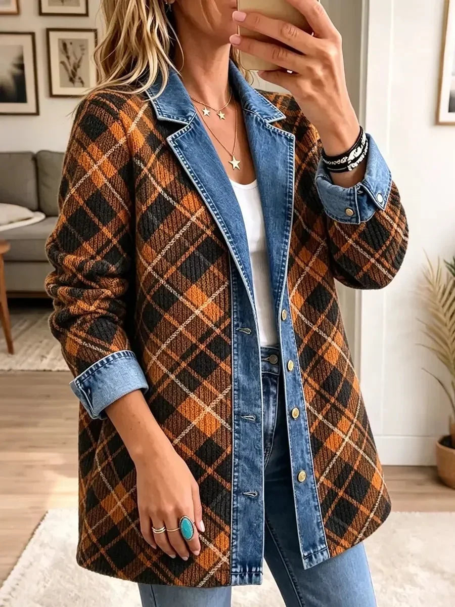 Camila | Kurtka jeansowa vintage z blokowym nadrukiem