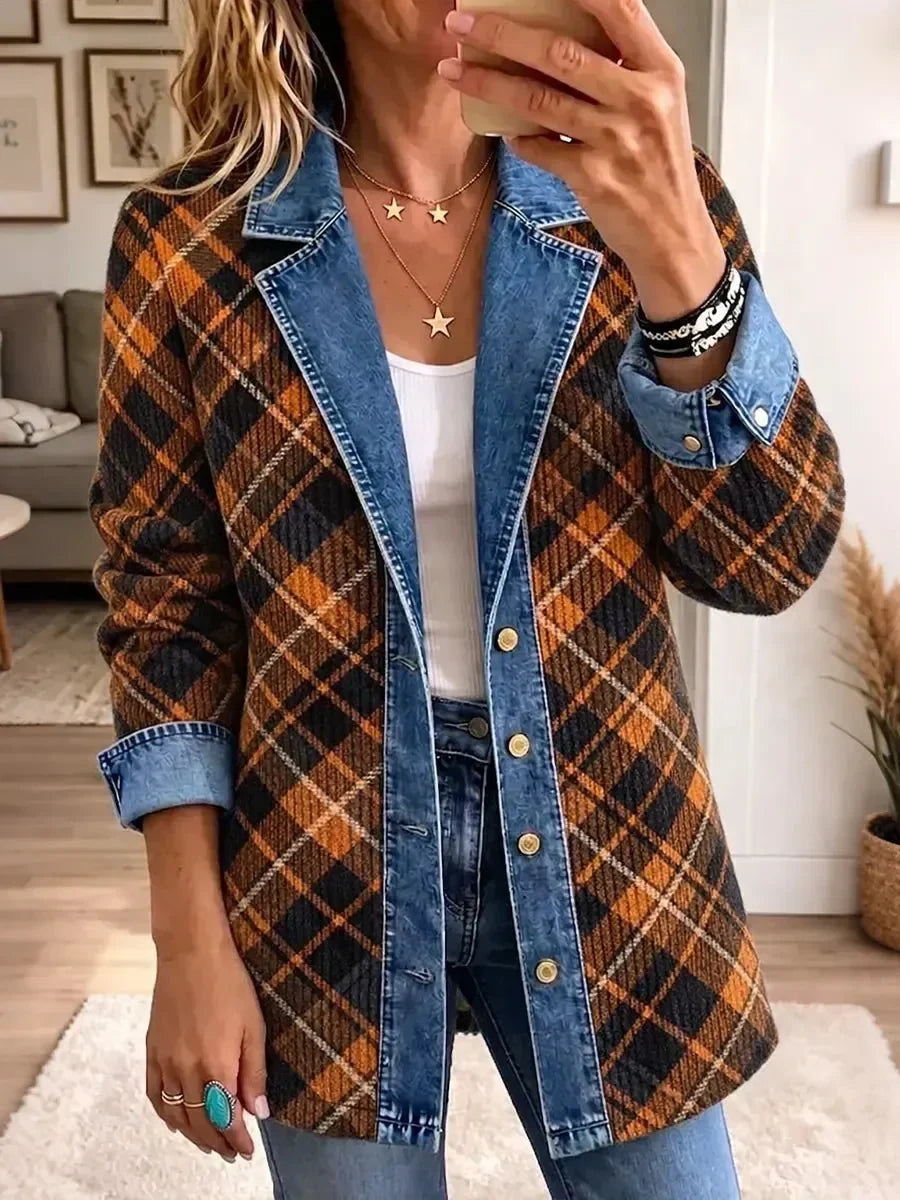 Camila | Kurtka jeansowa vintage z blokowym nadrukiem