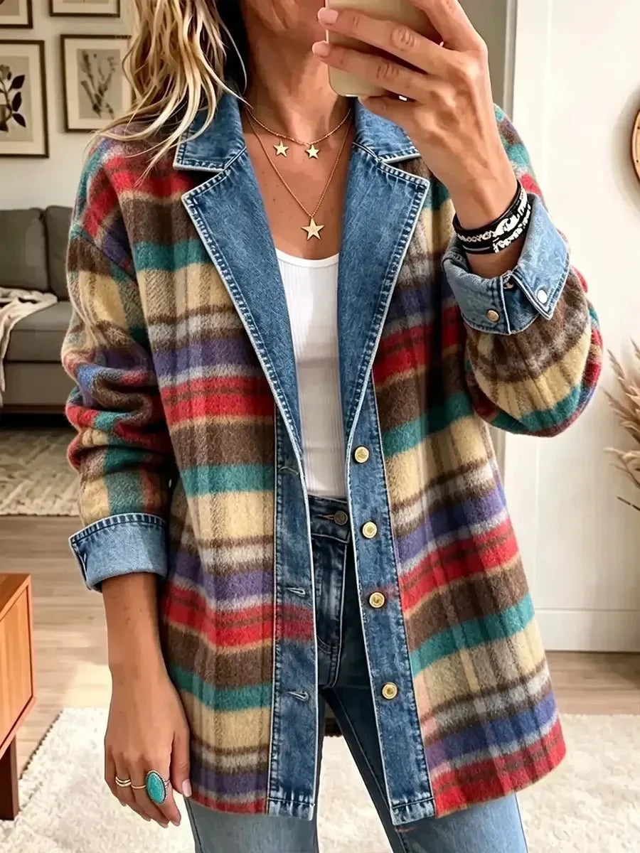 Charlotte | Damska kurtka jeansowa vintage z patchworkiem