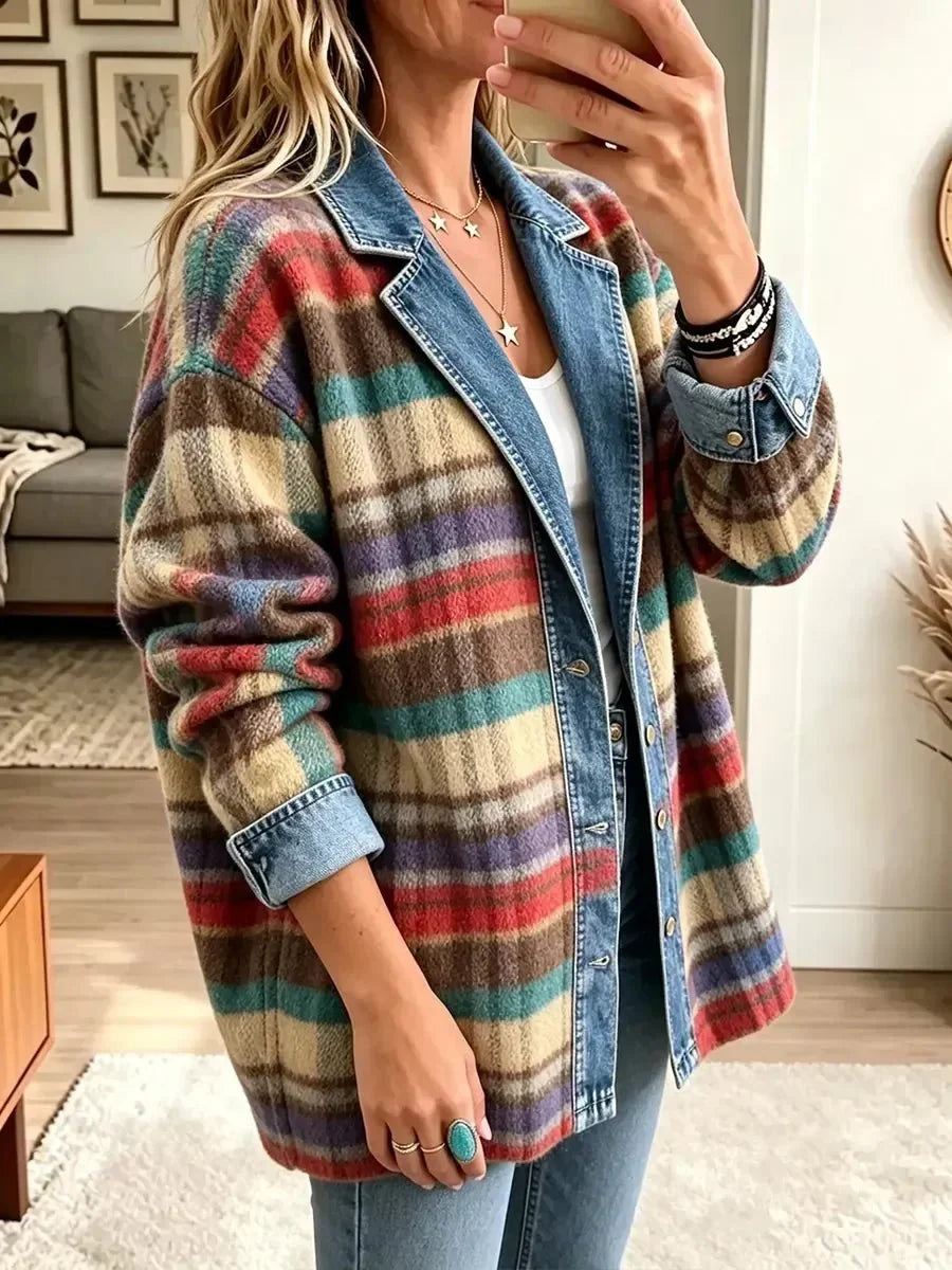 Charlotte | Damska kurtka jeansowa vintage z patchworkiem