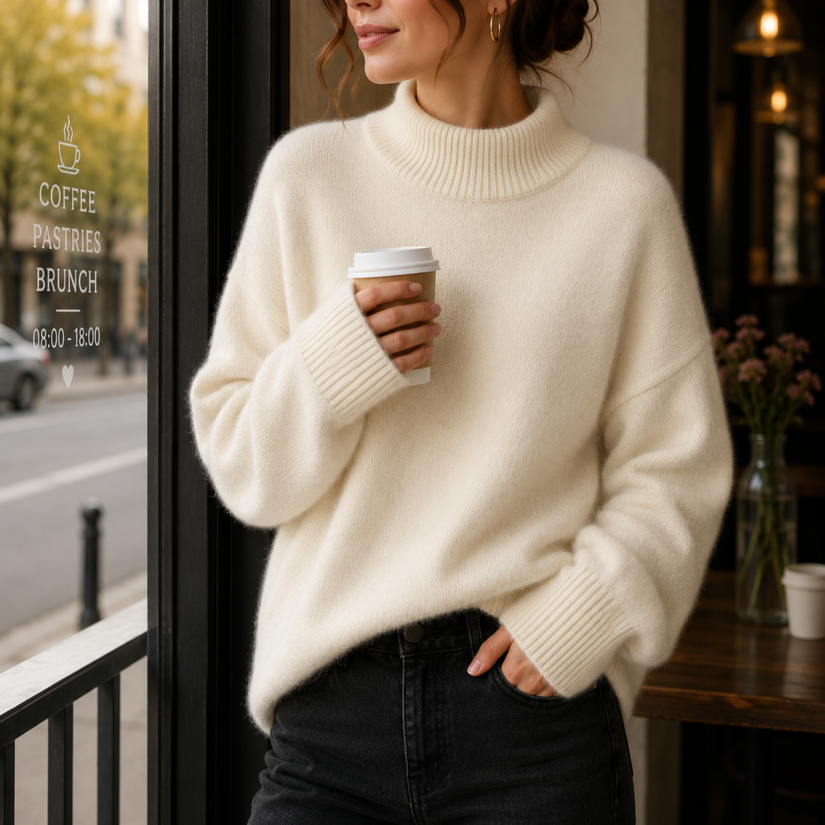 Juniper | Damski sweter oversize z golfem