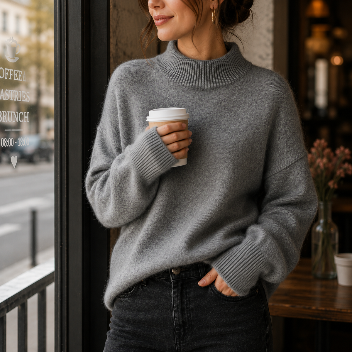 Juniper | Damski sweter oversize z golfem