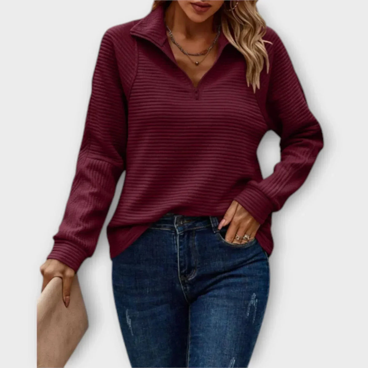 Dalia™ | Sweter z zamkiem do połowy