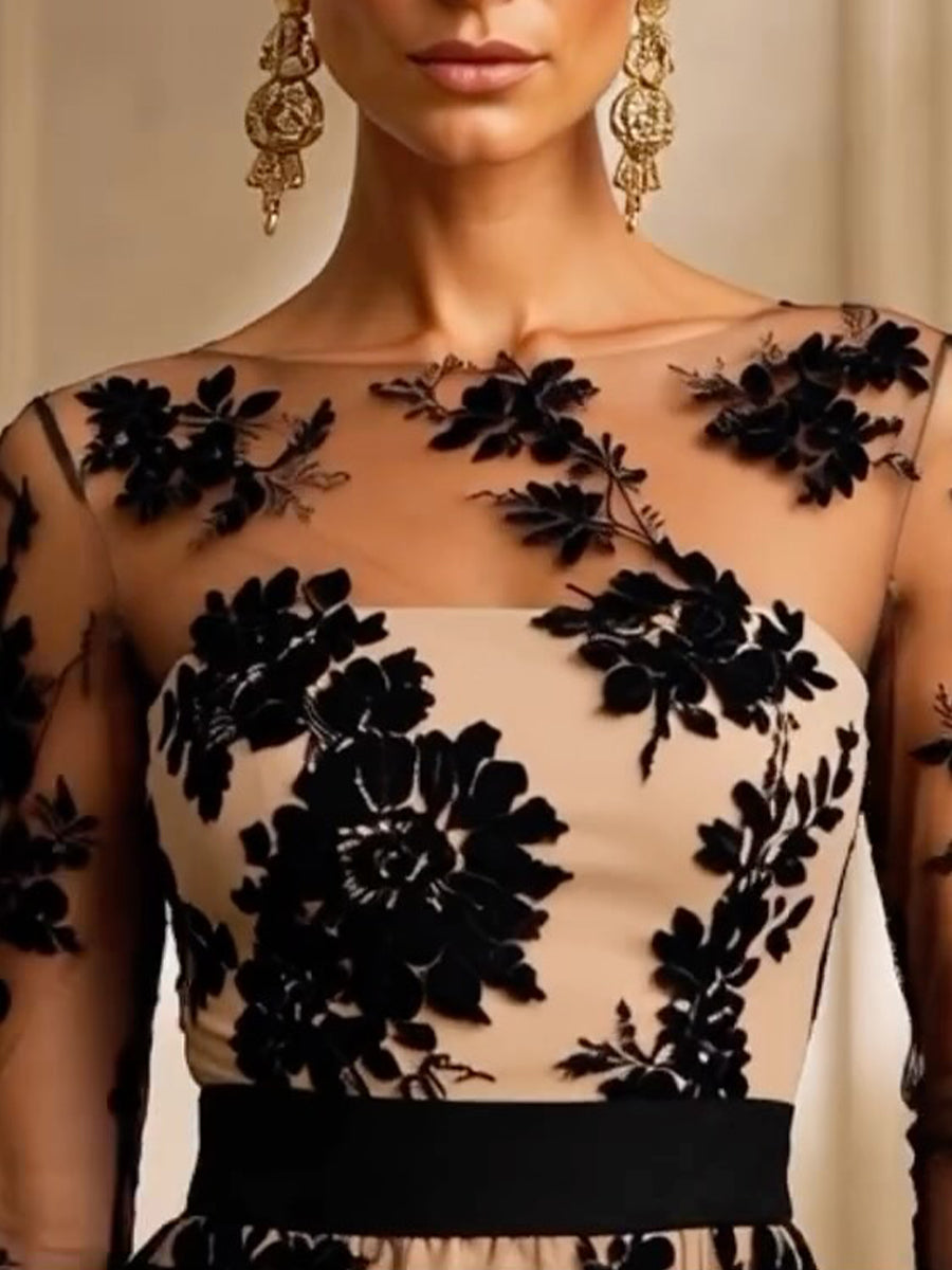 Adrielle | Elegancka sukienka z kwiecistej koronki