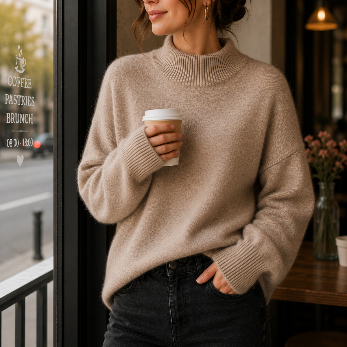 Juniper | Damski sweter oversize z golfem