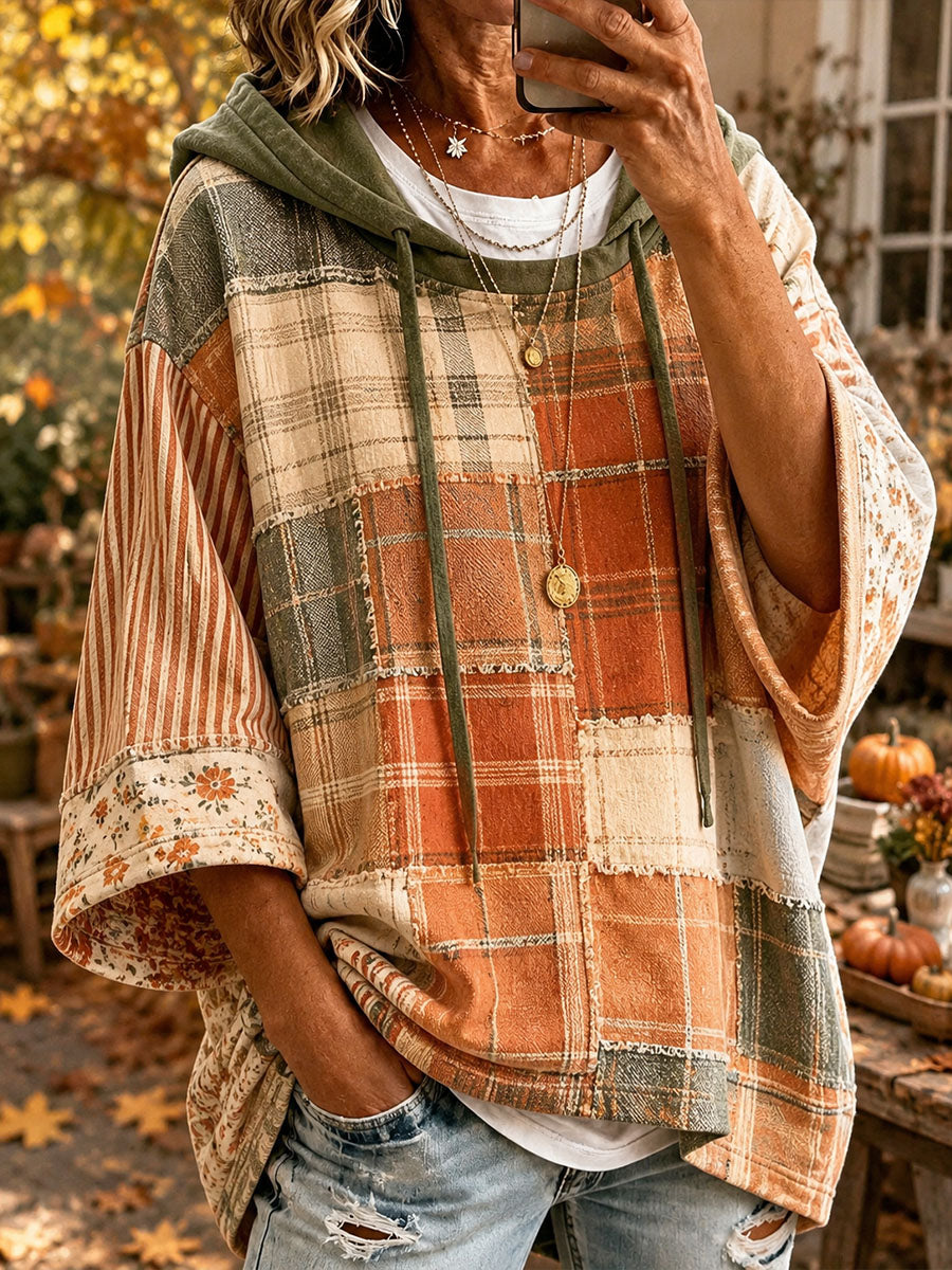 Ana | Bluza oversize z jesiennym patchworkiem